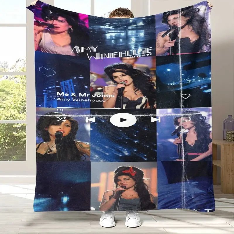 Amy Winehouse Music Singer Soft Flannel Blanket,Cozy Warm Throw Blanket for Bed,Sofa,Living Room,Picnic,Camping,Home Decor,Gift