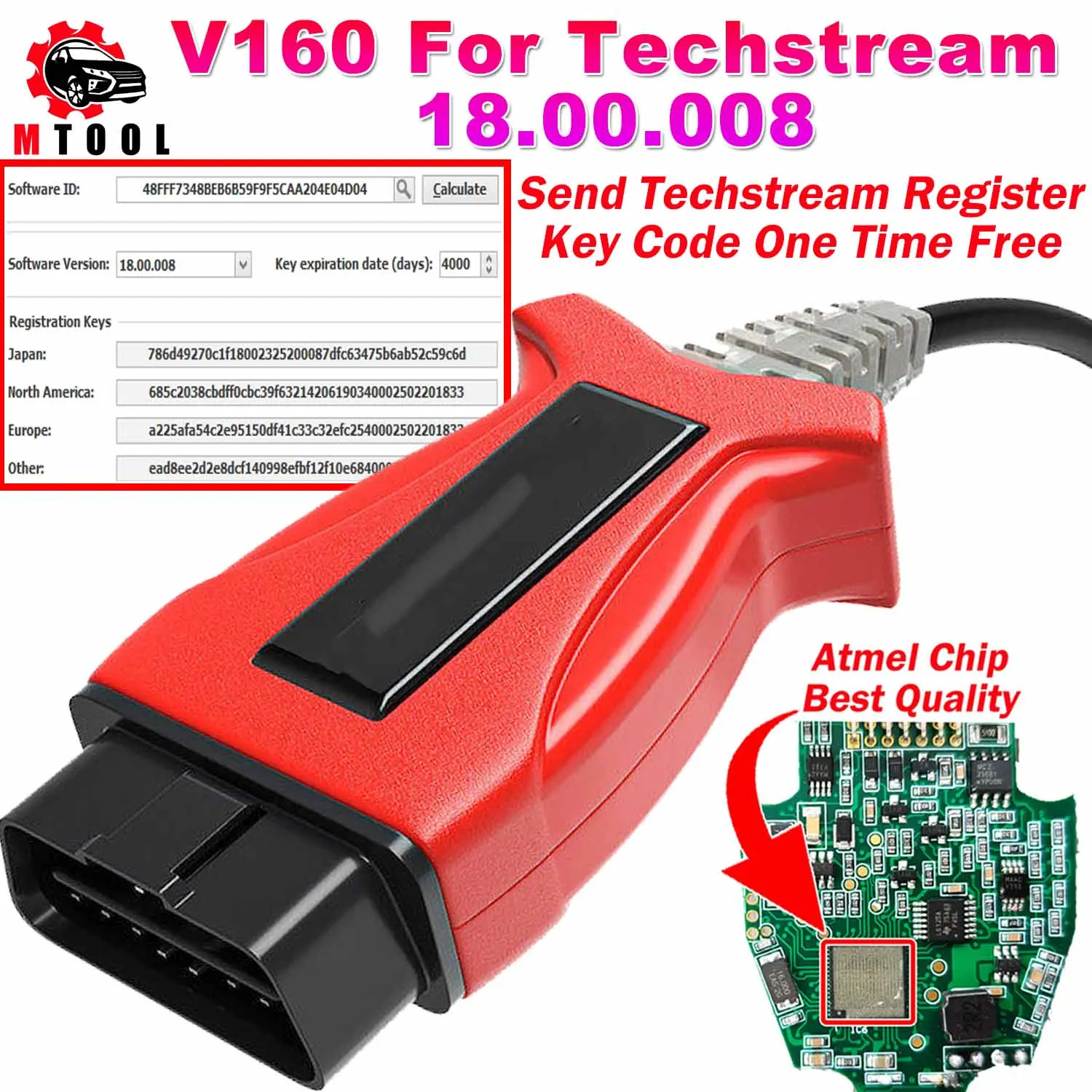 

Techstream 18.00.008 With One Time Key Code Free V160 Fit For Toyota TIS For Vida 2014D OBD Cable SDD V164 PRO for Toyota/Lexus