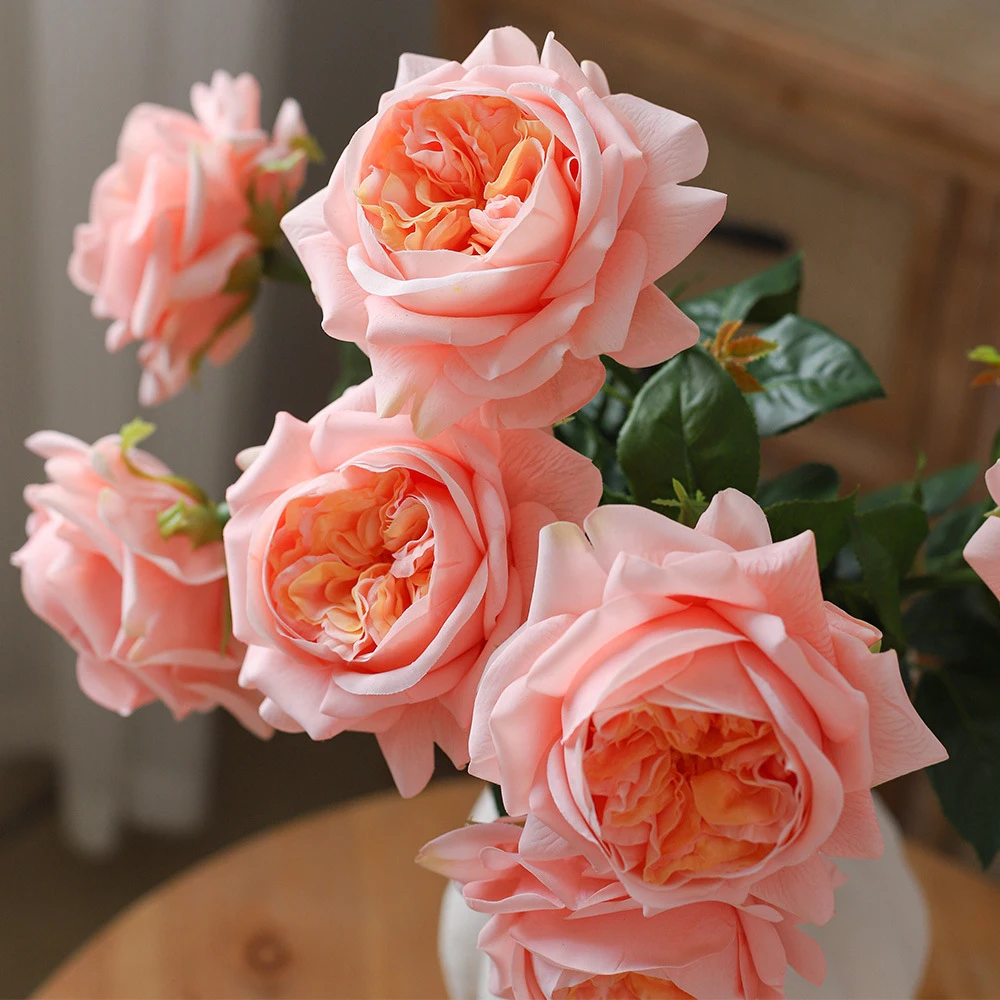 69cm Real Touch Moist Austin Latex Roses - Luxury Artificial Flowers for Wedding Party Home Floral Bouquet Decoration