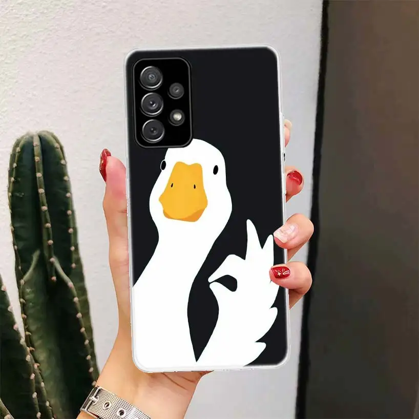 Cartoon Duck Goose Game For Samsung Galaxy A15 A14 A13 A12 A55 A54 A53 A52 Phone Case A32 A35 A34 A33 A25 A24 A23 A22 A04S A03S 