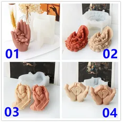 3D Sleep Baby in Hand Candle Silicone Mold DIY Thanksgiving Mom Hand Child Candle Mold For Father's Day Home Decor Resin Gypsum