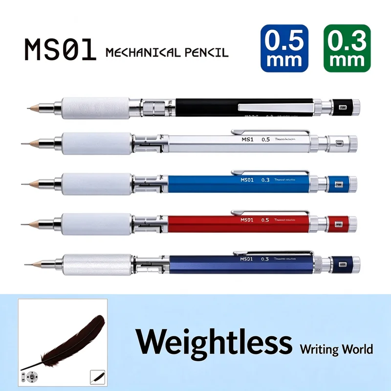 Japanese OHTO MS01 High-Function Mechanical Pencil,All-Metal Weighted Body Adjustable Lead Sleeve Pencil,0.3/0.5mm ForStudy&Work