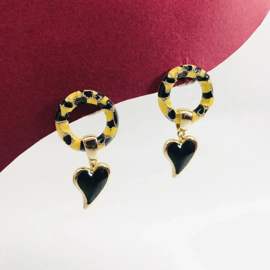 Personalized heart-shaped pendant earrings with colorful glaze hoops