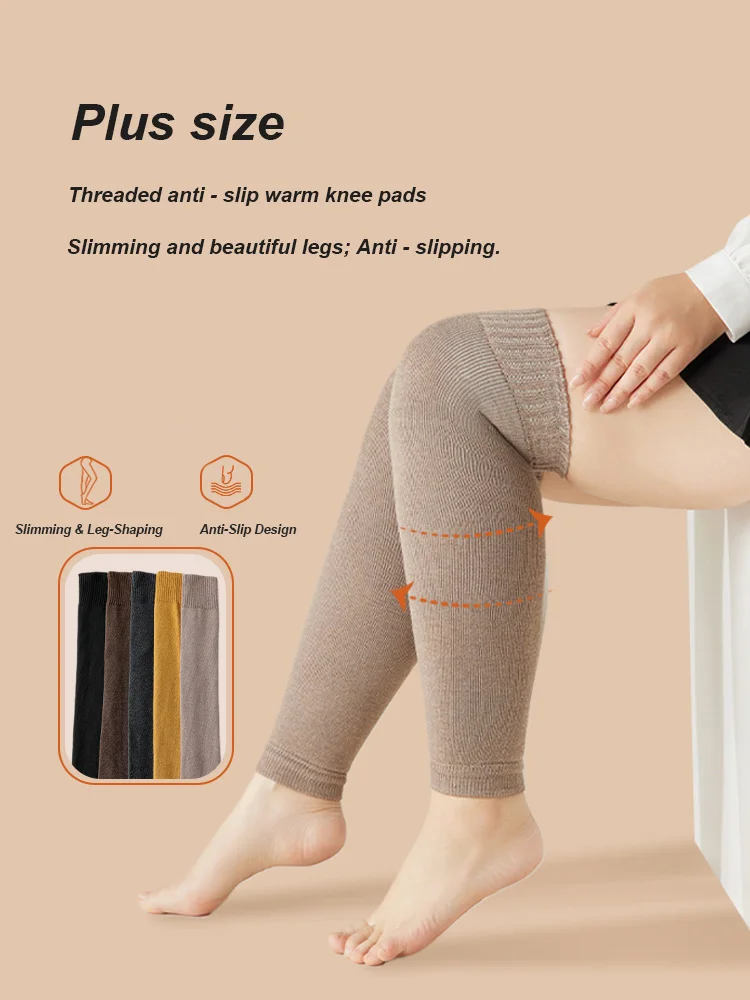 

Knee Warmers Thigh High Socks for Plus Size Women Brown Non-Slip Over The Knee Socks Thermal Winter Leg Warmers