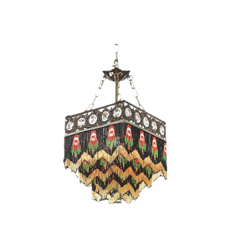

French retro bedroom rose all copper chandelier design sense restaurant study fringed small