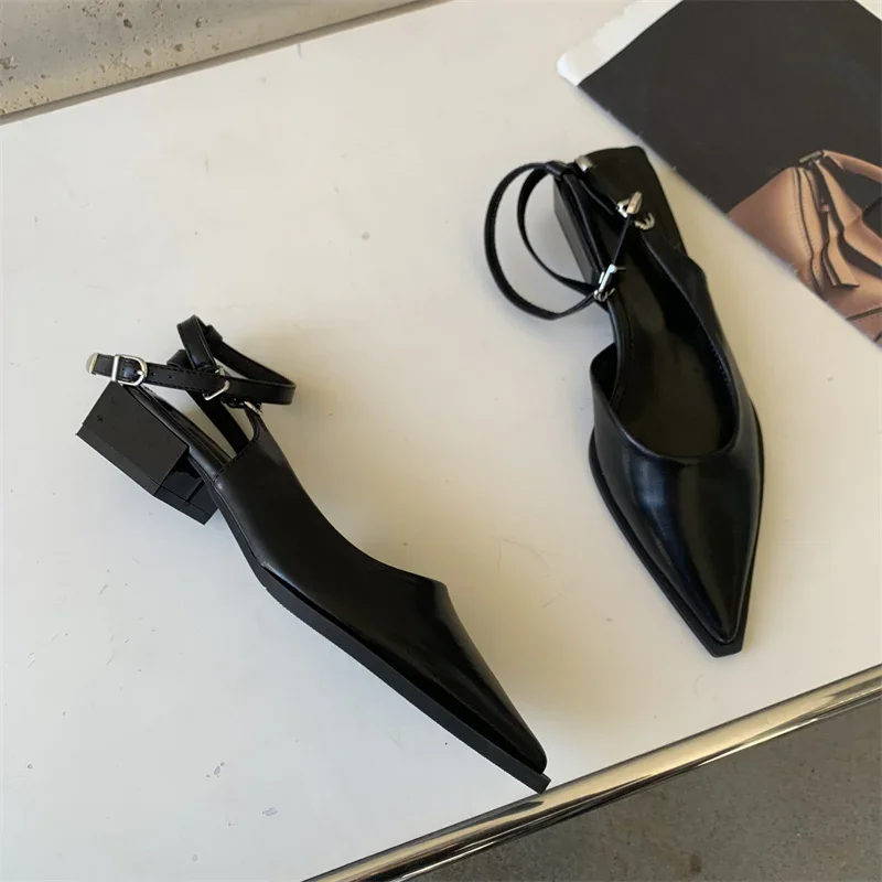 2024 Spring New Brand Women Pumps Shoes Fashion Silver Pointed Toe Ladies Elegant Slingback Sandals Zapatilla De Muje