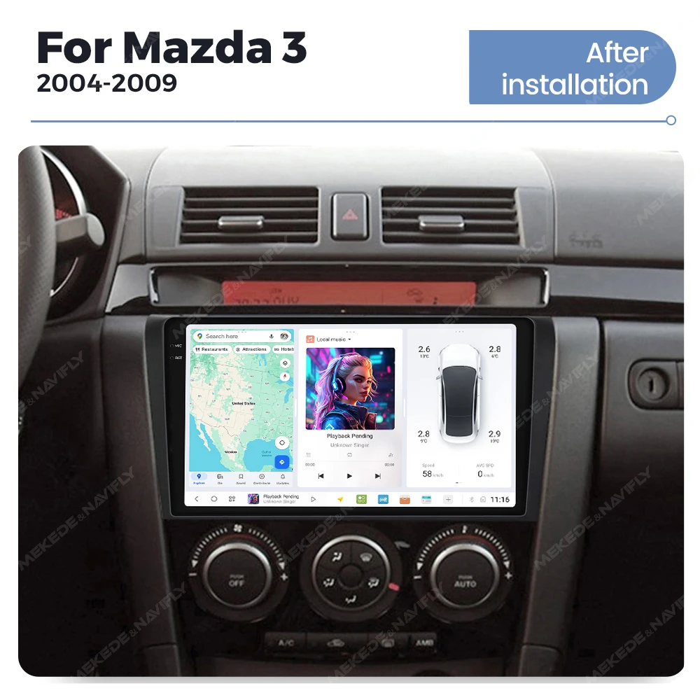 ZJZ MEKEDE DUDU7 سيارة مشغل وسائط متعددة أندرويد 2k شاشة سيارة اللعب السيارات لتحديد المواقع 360 كاميرا بانورامية لمازدا 3 2004-2009 #4