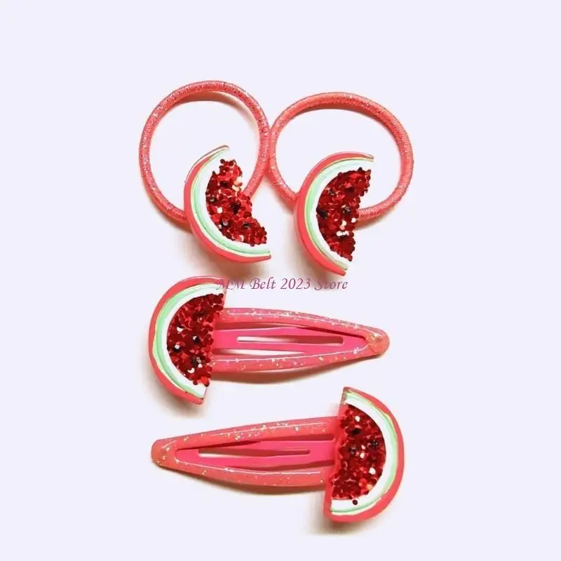49ME Sequins Hair Clip Headpiece Fun Watermelon for Party Birthday Stage Headwear Blingbling Photo Props for Girls