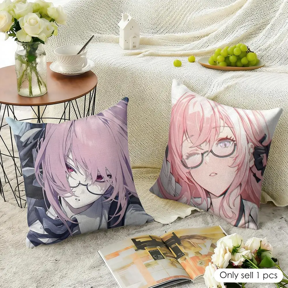 Game Zzz Yanagi Cushion Cover Natural Linen Organic Fabric Double-Sided Printing Sofa Home Decor Gift Pillow Case
