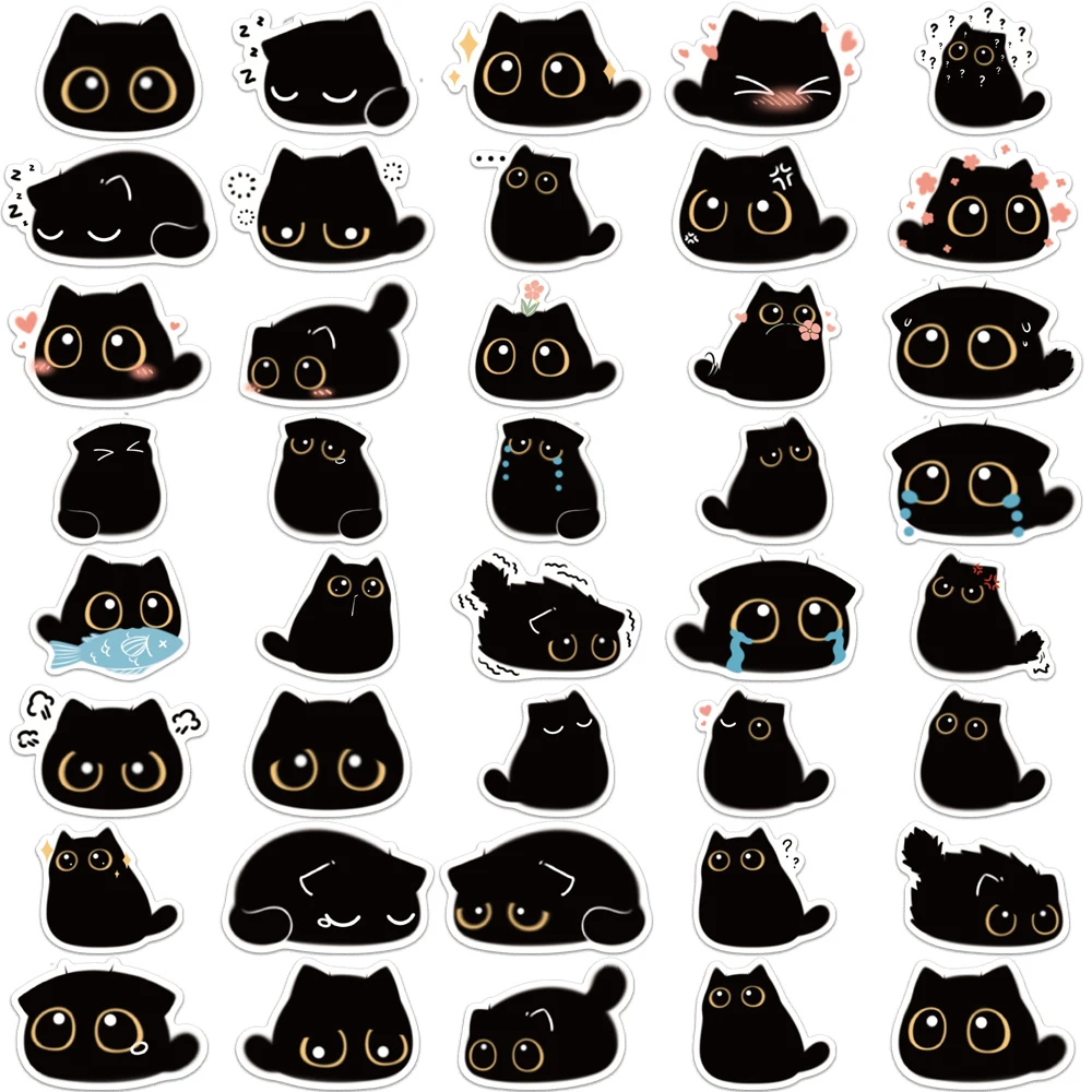 40pcs Funny Black Cat Kawaii Black  Stickers Gift Notebook Luggage Motorcycle Laptop Refrigerator Decals Graffiti Sticker