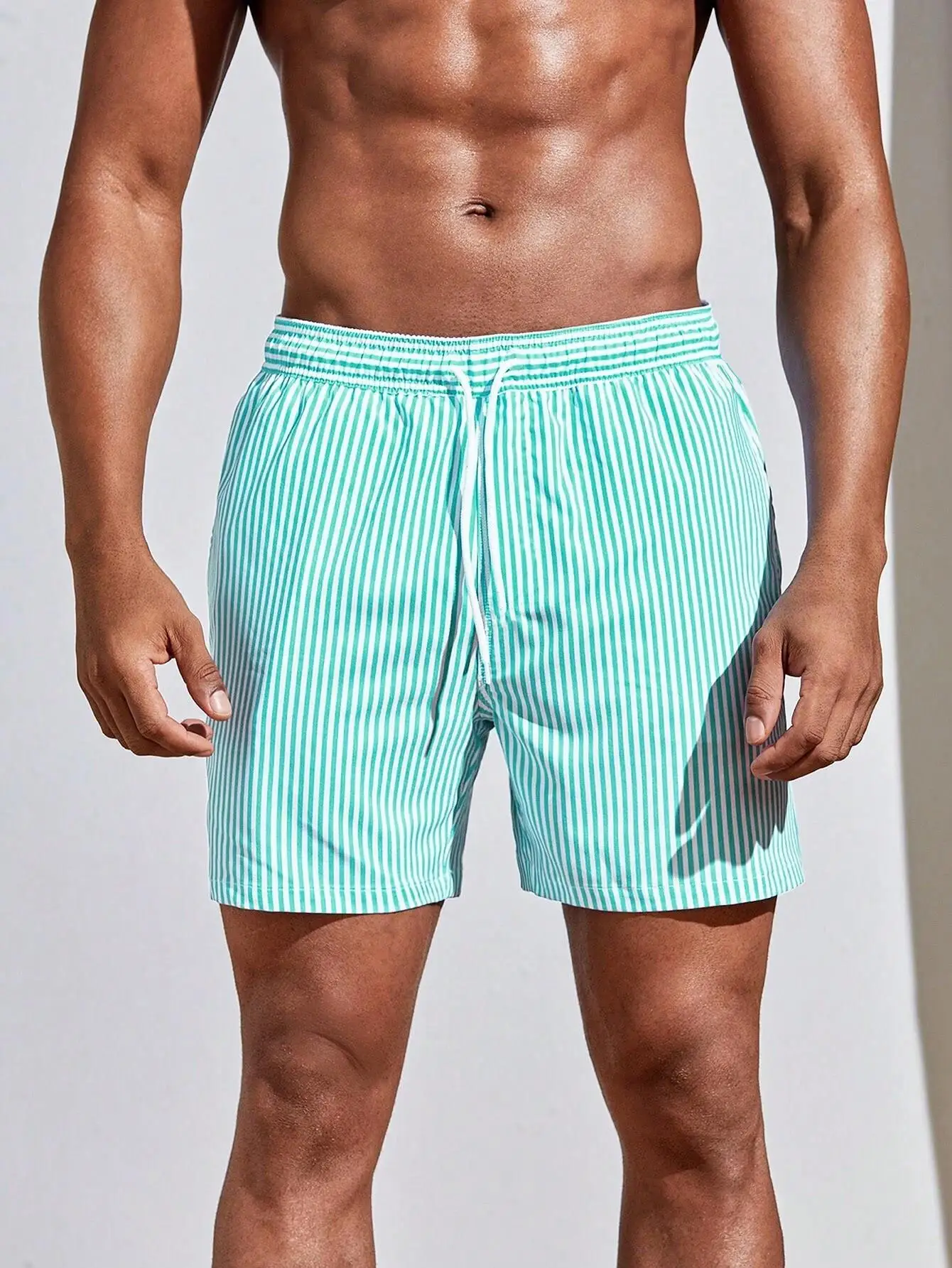 New 3d Line Splicing Men's Sports Shorts For Summer Casual Soft Personalized Breathable Holiday Polyester Beach Surfing