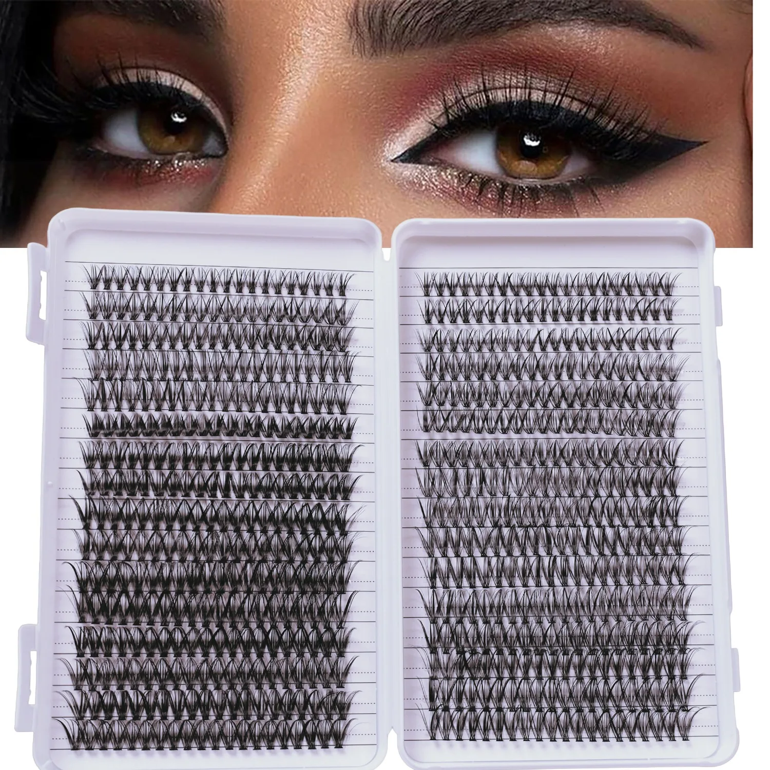 New 32Rows DIY 5D Fluffy Lash Clusters 30D Thick Eyelash Clusters Wispy Individual Lashes 10-20mm Cluster Eyelash Extension