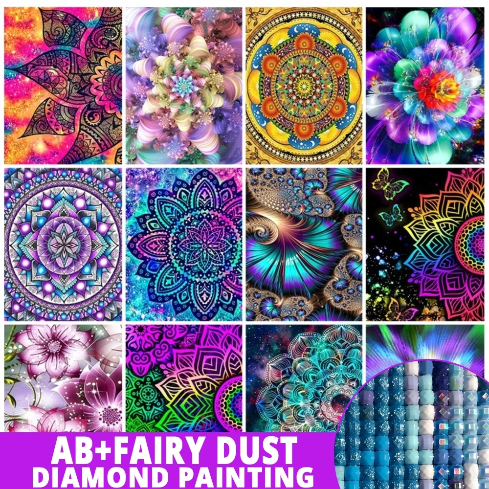 AB Fairy Dust Mandala Diamond Painting Full Drill 5D Mosaic Abstract Flower Art kit punto croce fai da te strass Decor Home