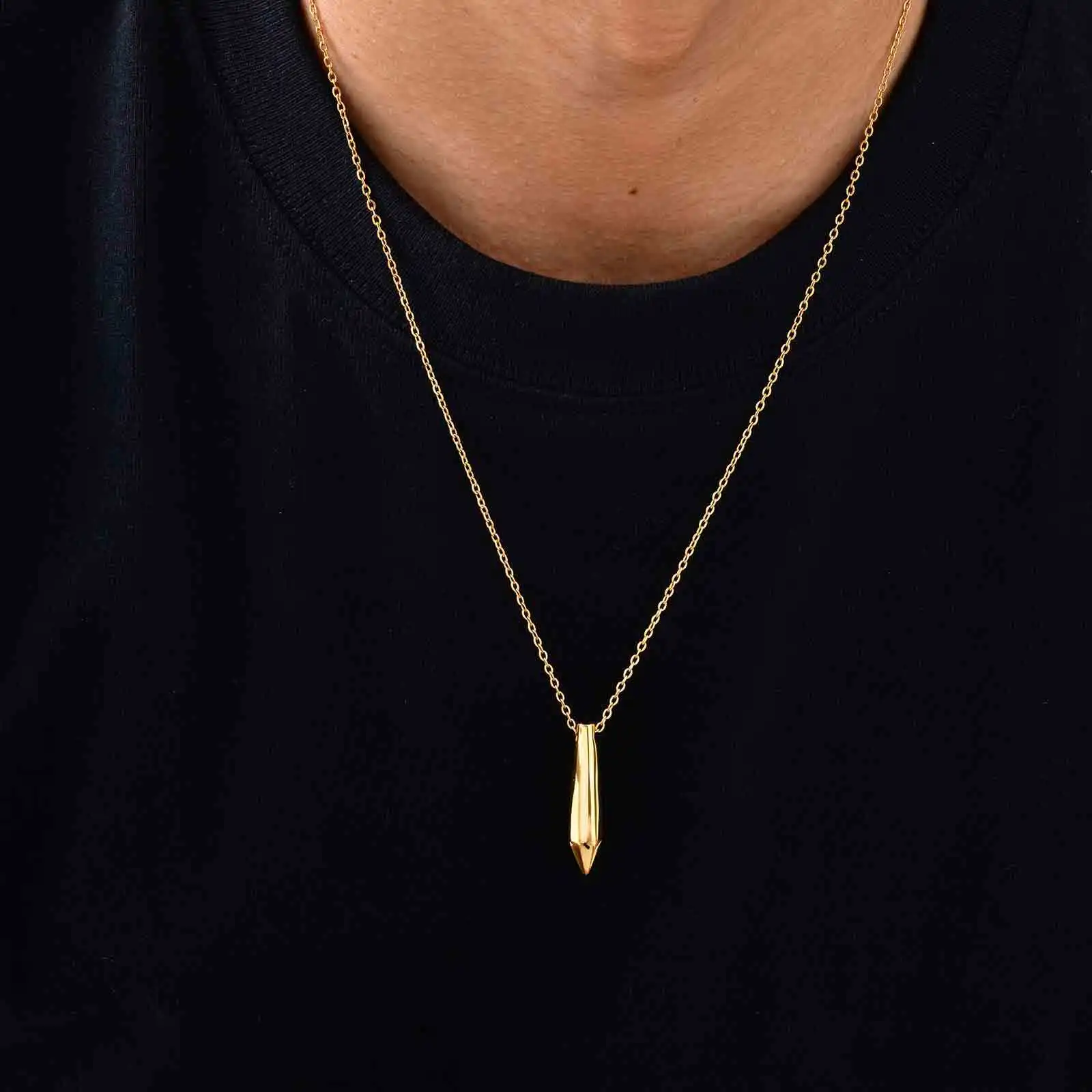 Stainless Steel Cut Bullet Necklace for Men,Stylish Vertical Pendant Necklace,Birthday Party Gift - Image 3