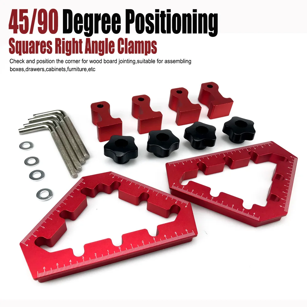Woodworking right angle ruler, 90° positioning block, 2-piece set of carpentry triangular fixing clamps