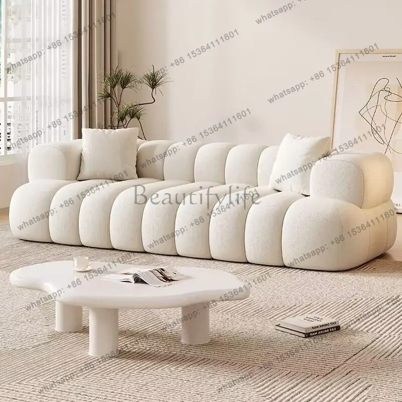 LJYFrench Cream Style Nordic Minimalist Fabric Sofa Small Apartment Comfortable Sofa Simple Trendy Home Sofa