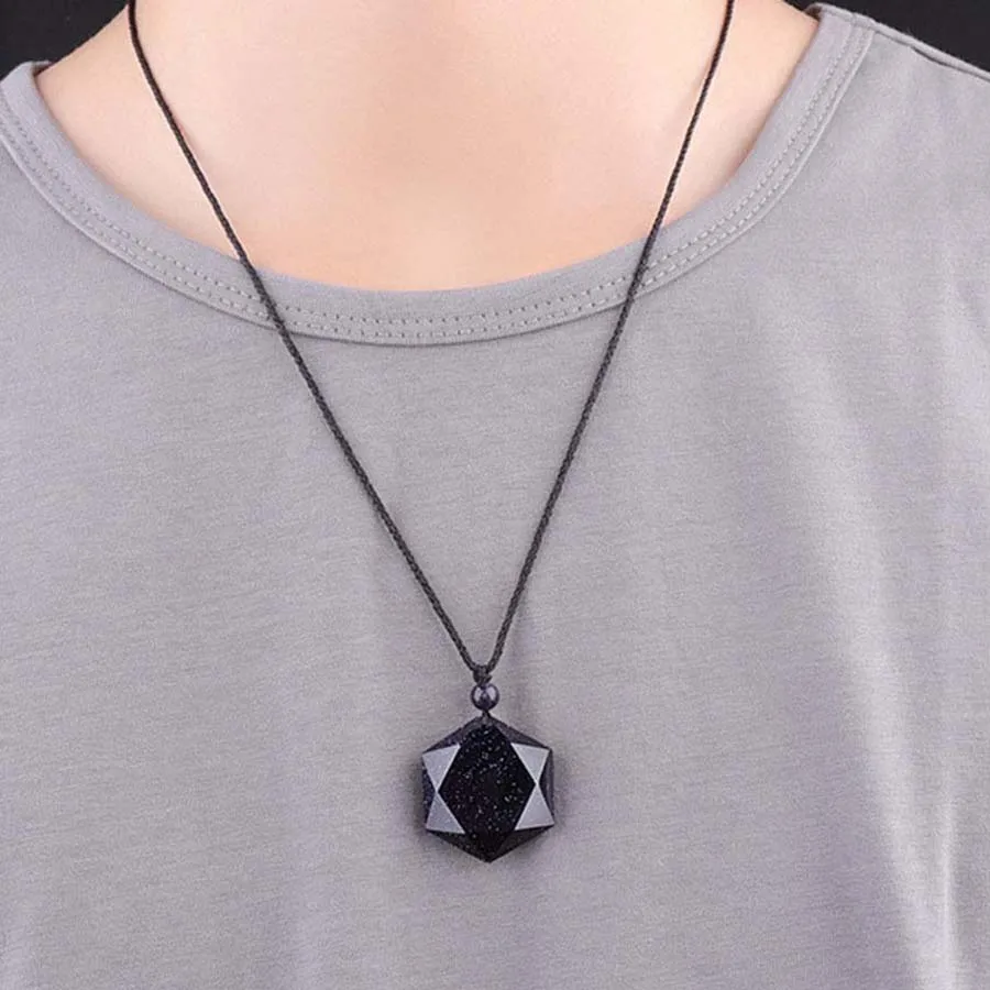 Magen David Pendant Natural Healing Ameheyst Crystal Rose Quartz Onyx Hexagram Star of David Stone Pendant Rope Chain Necklace