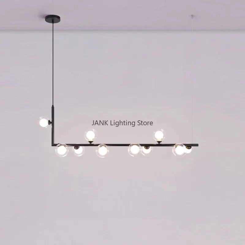 Nordic Minimalist Design Double Glass Shade Suspension Lamps Magic Bean Molecular Pendant Light Living Room Restaurant LED Lamp