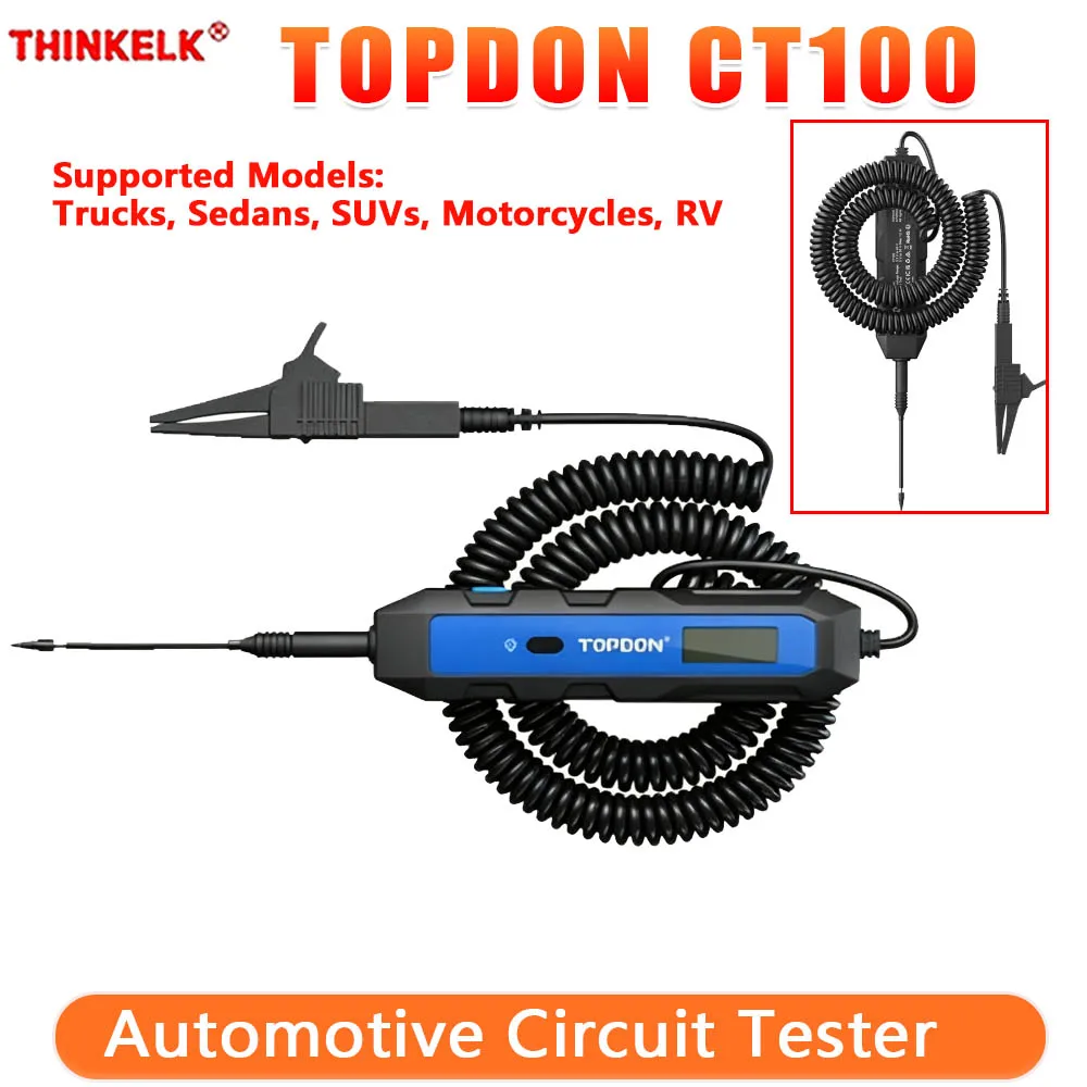 TOPDON CT100 Supported Models: Trucks, Sedans, SUVs, Motorcycles, RV Professional Load Test Automotive Circuit Tester