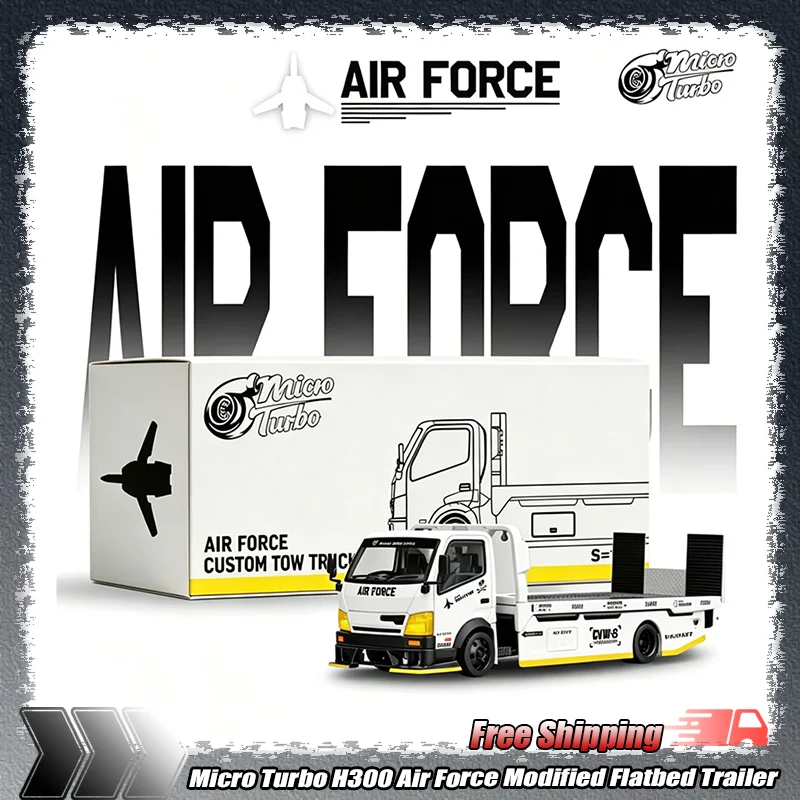 

1:64 Alloy Micro Turbo H300 Air Force Modified Flatbed Trailer. Die-Casting Automotive Model Collectible Display Piece Toy Gift.