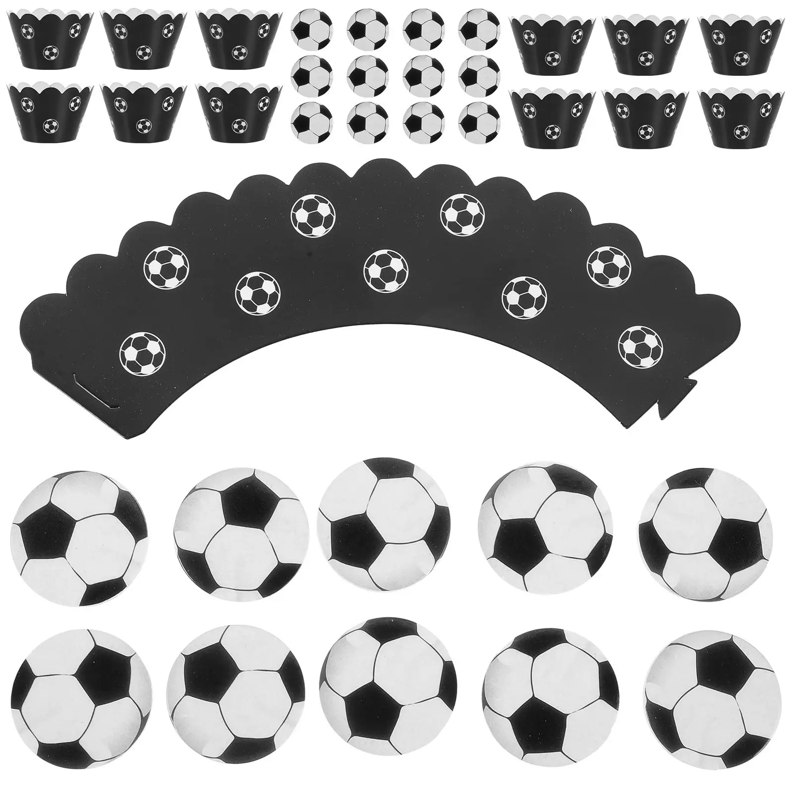 

Football Cake Toppers Soccer Party Decorations Premium Paper Cupcake Wrappers Theme Design Safe Non Toxic Usa Size
