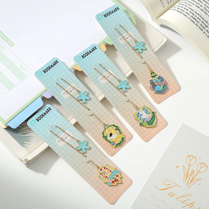 귀여운 사자 개 동물 배지 북마크, 금속 귀여운 창의력 작은 펜던트 북마크 페이지 폴더, 사무실 학교 용품 문구