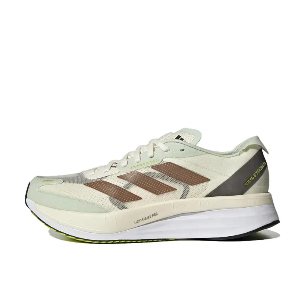 Adidas Original Adizero Boston 11 Marathon Running Shoes Low Top Shock Absorbing Sneakers Beige