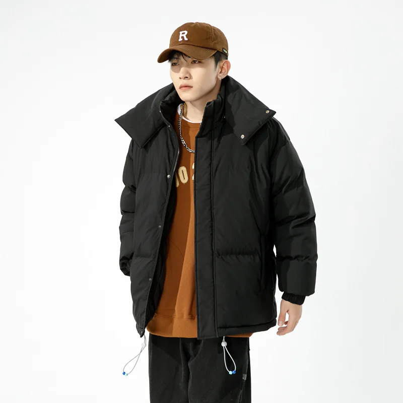 Inverno para baixo grosso parka puffer jaquetas masculinas mulheres oversize carta retalhos solto unissex japonês harajuku causal casal outwear