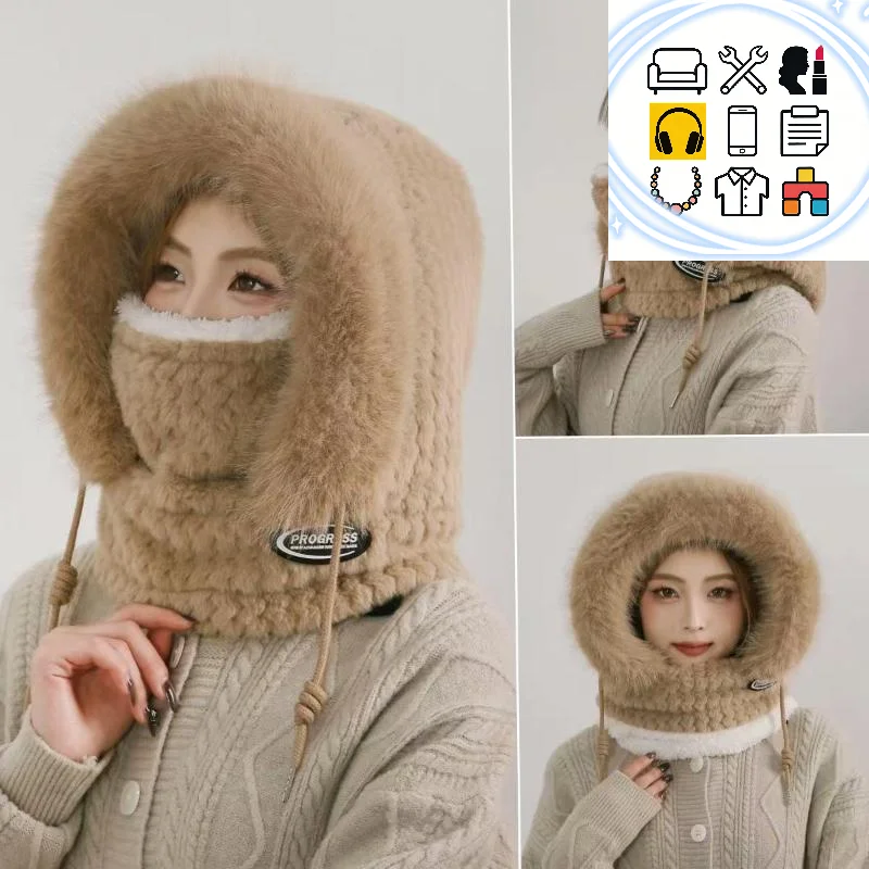 

Простая однотонная ветрозащитная шапка для велоспорта с утолщенным воротником, защитой ушей, сохраняющая тепло, ветрозащитная зимняя шапка-шарф в комплекте