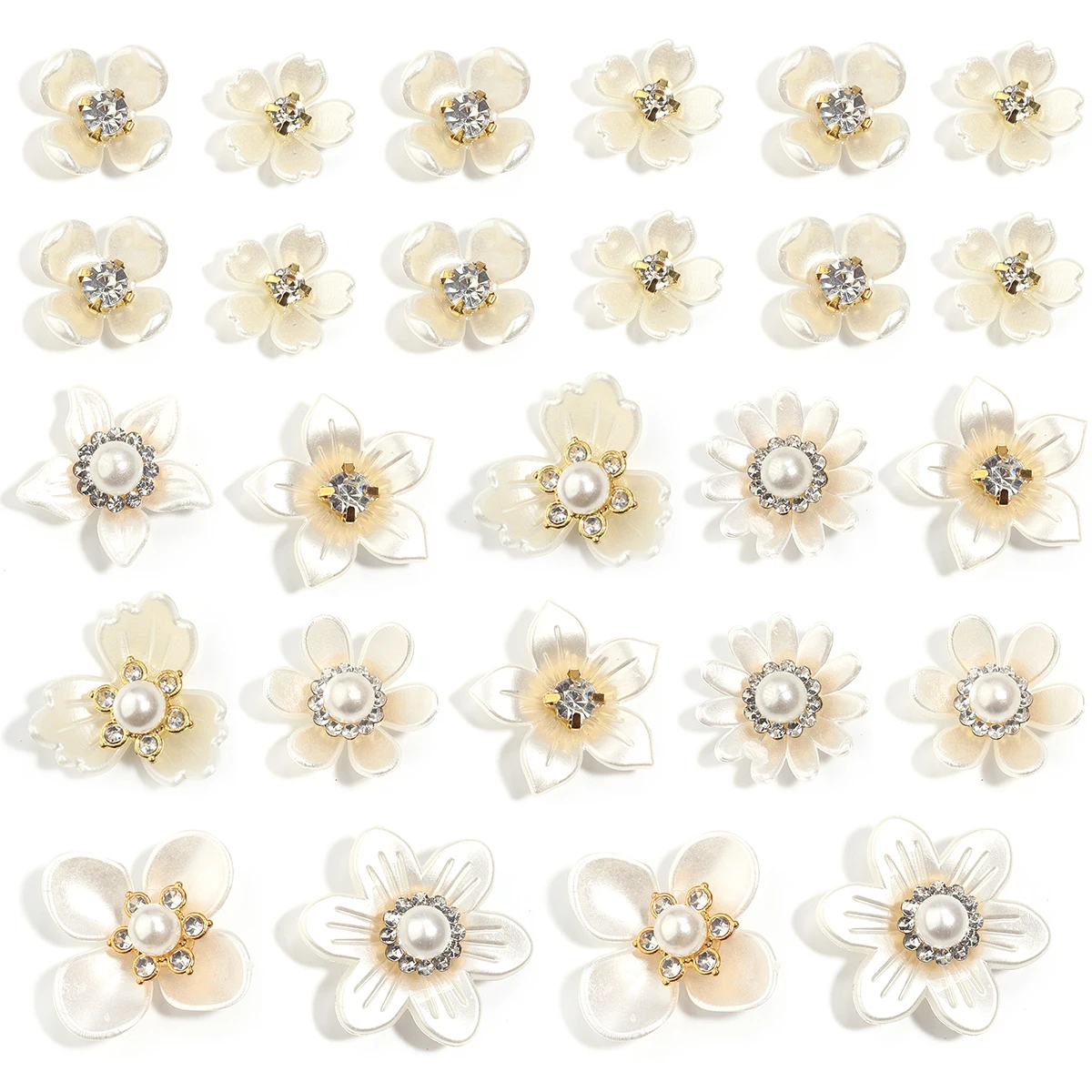 20/40 Stück Imitationsperlen Strass Harzblumen für Schmuckherstellung DIY Handwerk Kopfbedeckungen Kleidung Hüte Dekorationszubehör – Detail 5