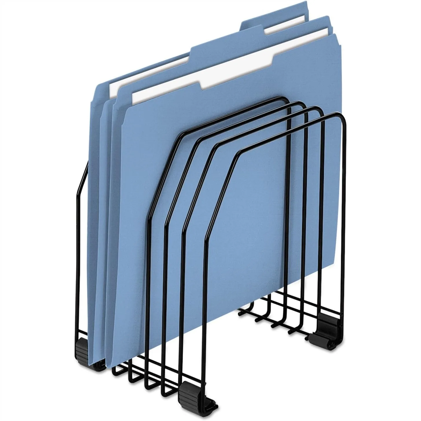 

7-Section Wire File Organizer for Workstation, Black - Efficient Desk Storage Solution