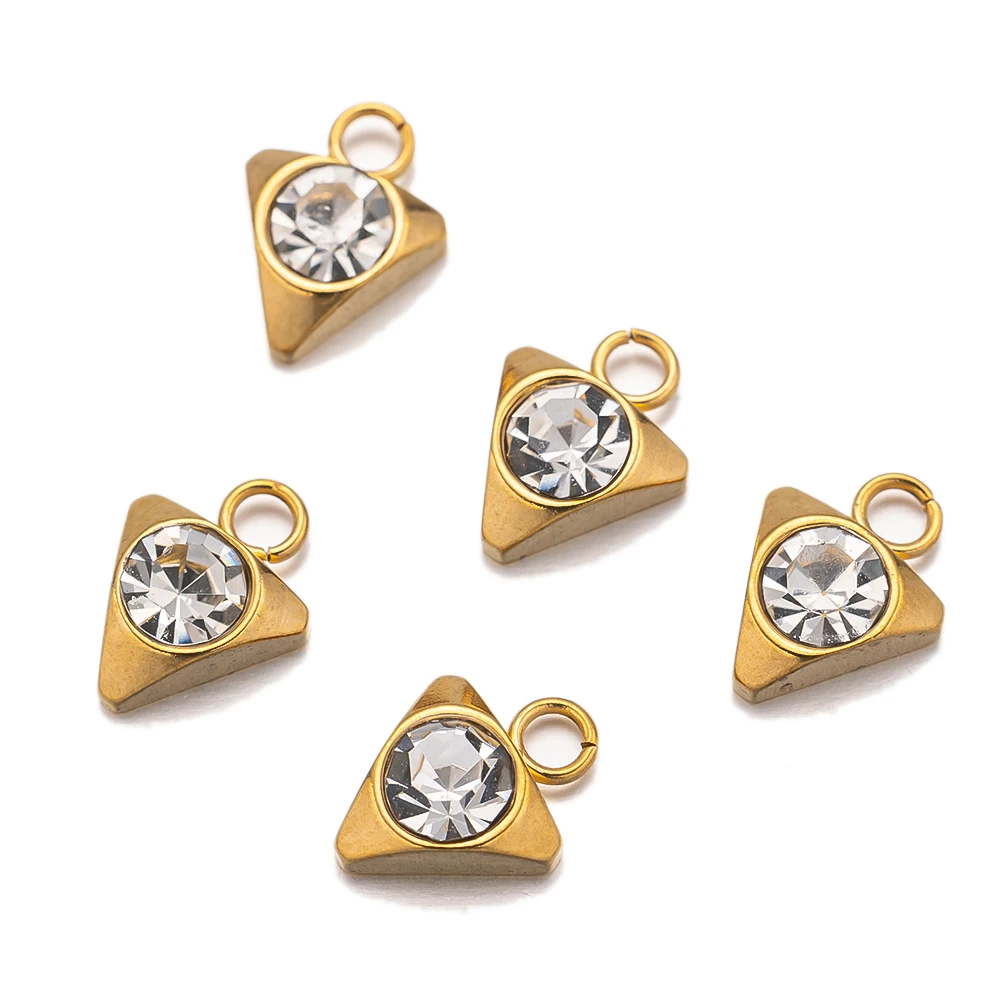 10pcs Gold Stainless Steel Zirconia Heart Star Charms for DIY Earring Bracelet Necklace Jewelry Making Accessories No Fade