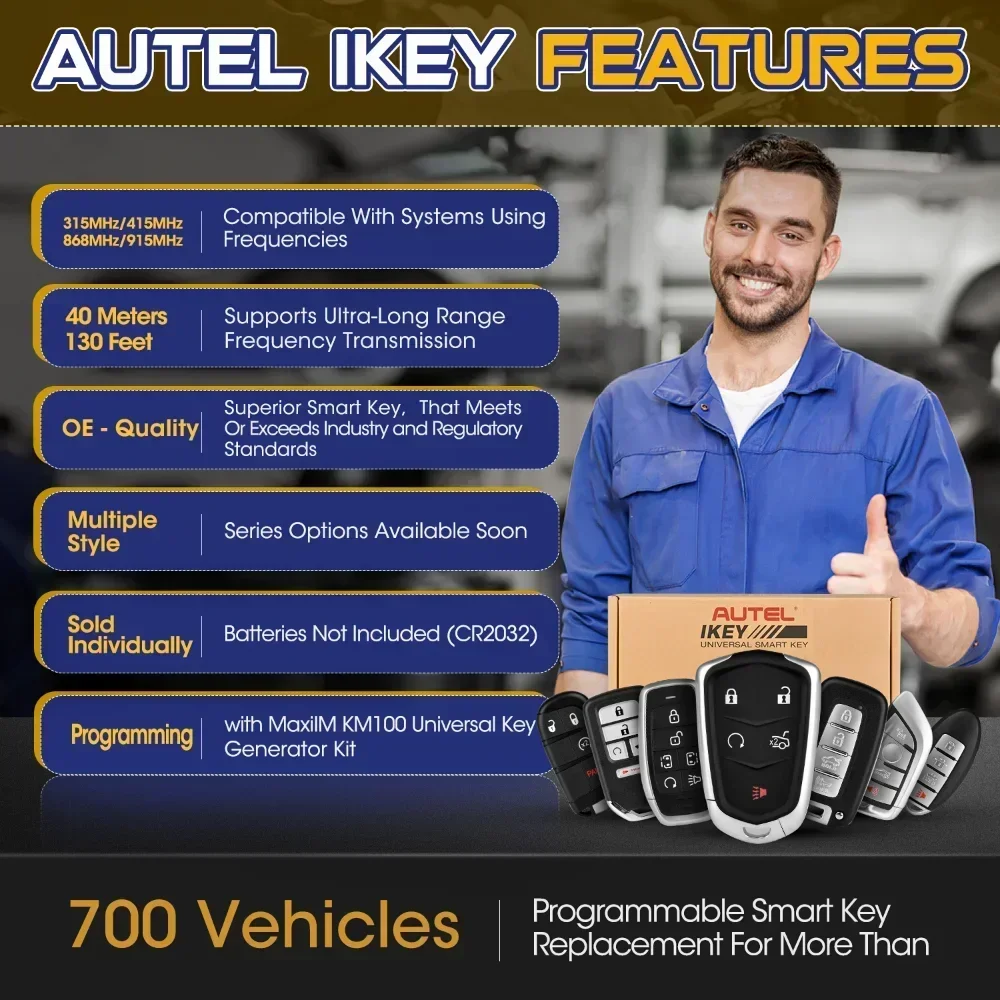 Autel IKEY Newest Series Universal Remote Smart Key Used with KM100 IM508 Key Programmer For BMW/Hyundai/Nissan/Chryslers/Ford