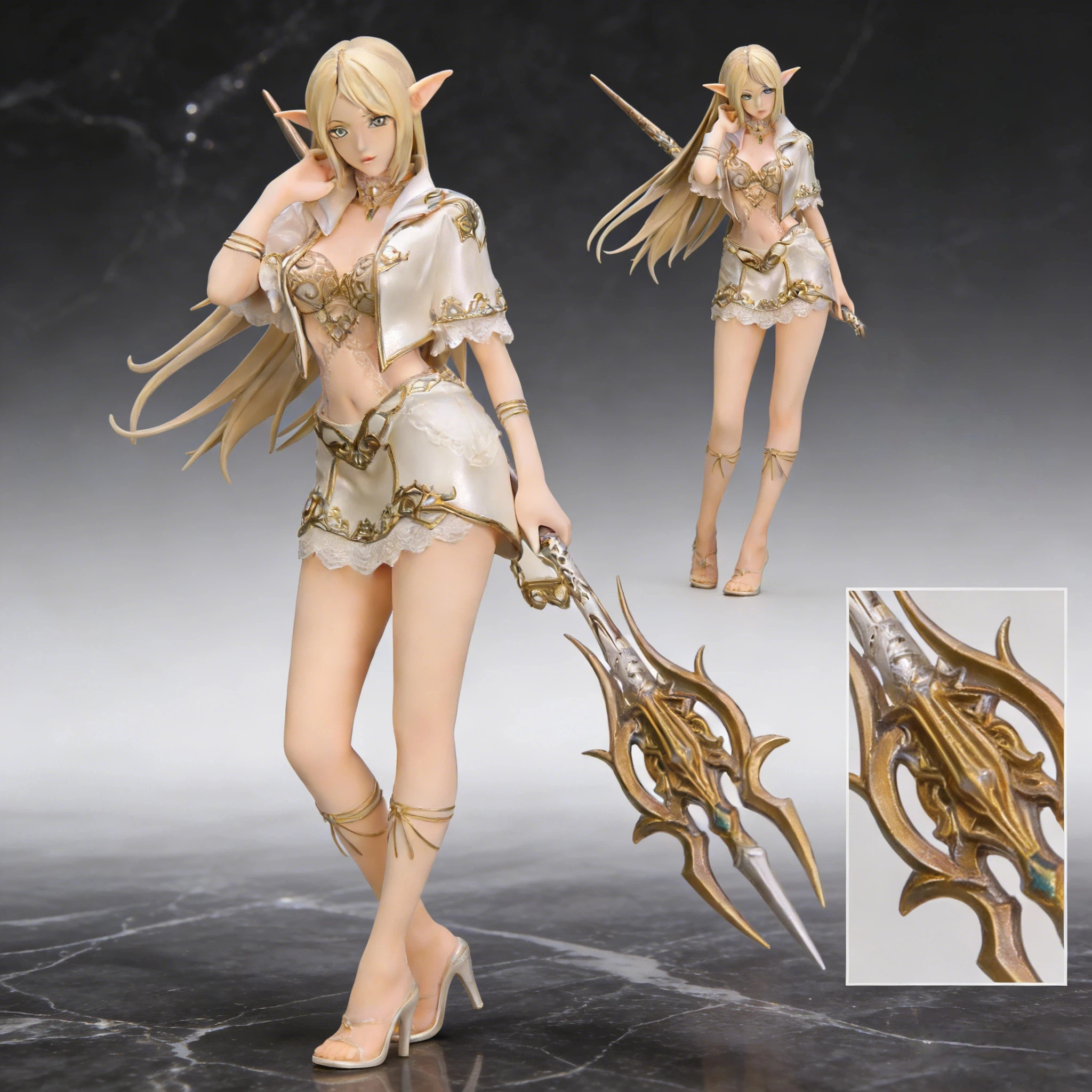 

Lineage White Elf Female Mage with Staff 1:7 Scale Standing Pose Figure Collectible Statue Desktop Display Gift for Gamers