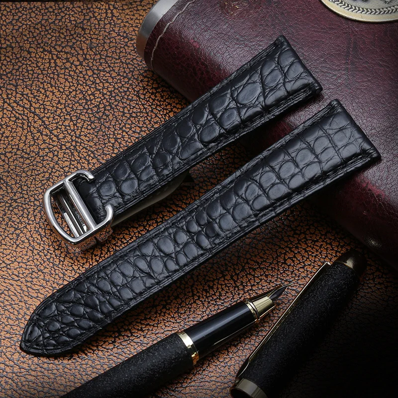 For Cartier Tank Solo Crocodile Leather Watch Strap London Calibo Leather Bracelet Men Genuine Leather Watch Strap 20 22mm 24mm