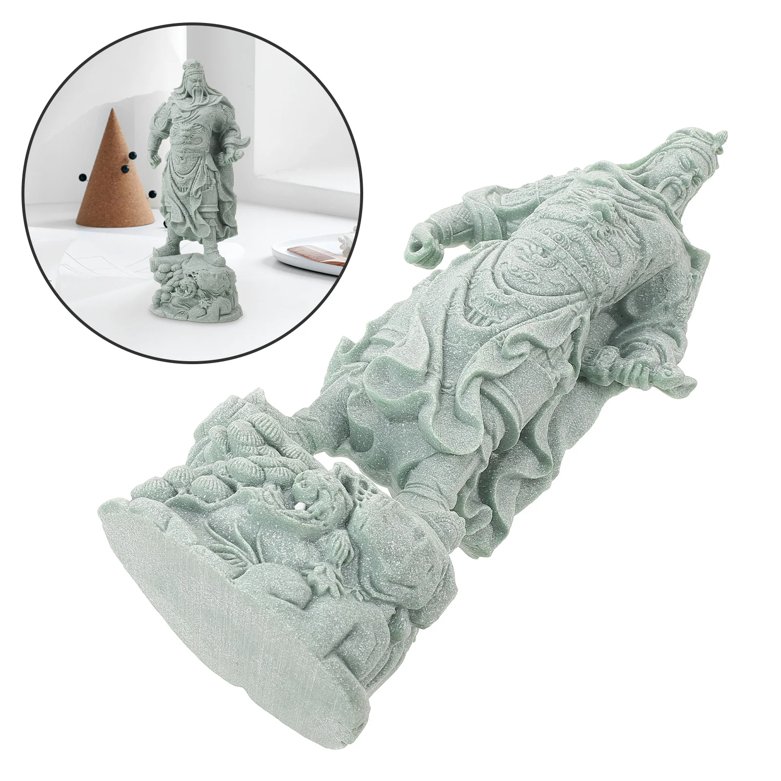 

Stone Guan Gong Sculpture Vintage Style Delicate Desktop Ornament Stable for Indoor Home Decoration