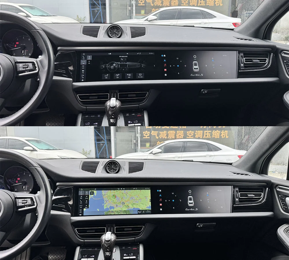 

Krando 24,6-дюймовый автомобильный DVD-мультимедийный плеер с двойным сенсорным экраном для Porsche Macan 2018-2024 Беспроводная навигация Carplay GPS DSP