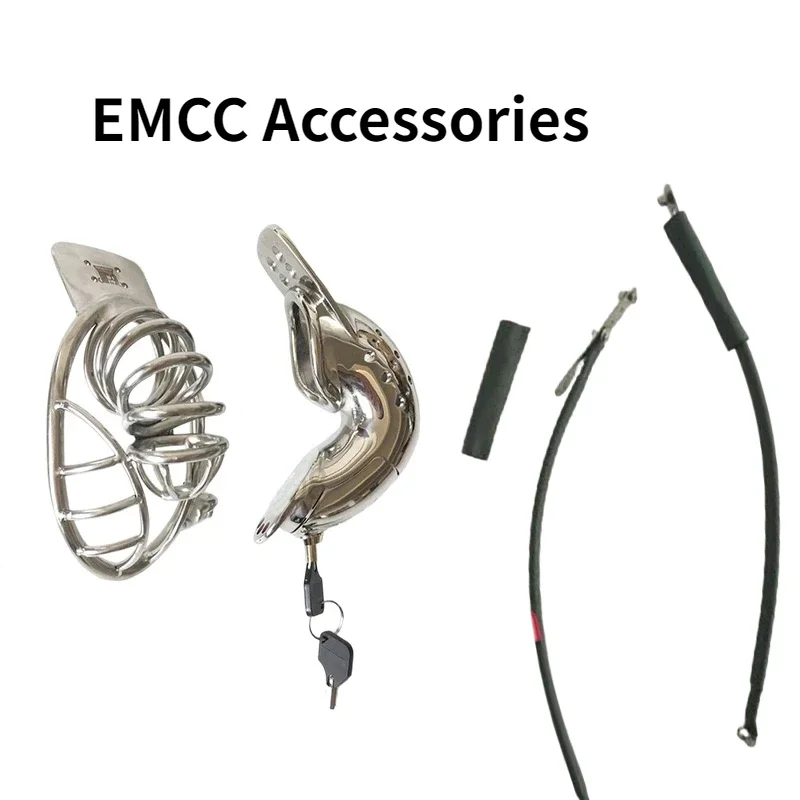 Accesorios para cinturón de castidad EMCC, jaula hueca/cerrada, cilindro de bloqueo de doble cable, tapón Anal de sujeción BDSM, dispositivo de castidad, jaula para pene