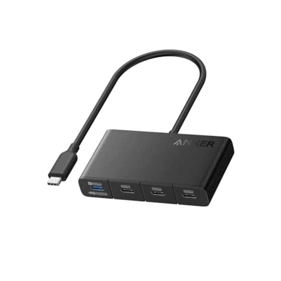

USB-C хаб Anker: 4-портовый USB-C адаптер, многопортовый USB-C разветвитель с максимальной мощностью PD 100 Вт и быстрой передачей данных 10 Гбит/с для MacBook