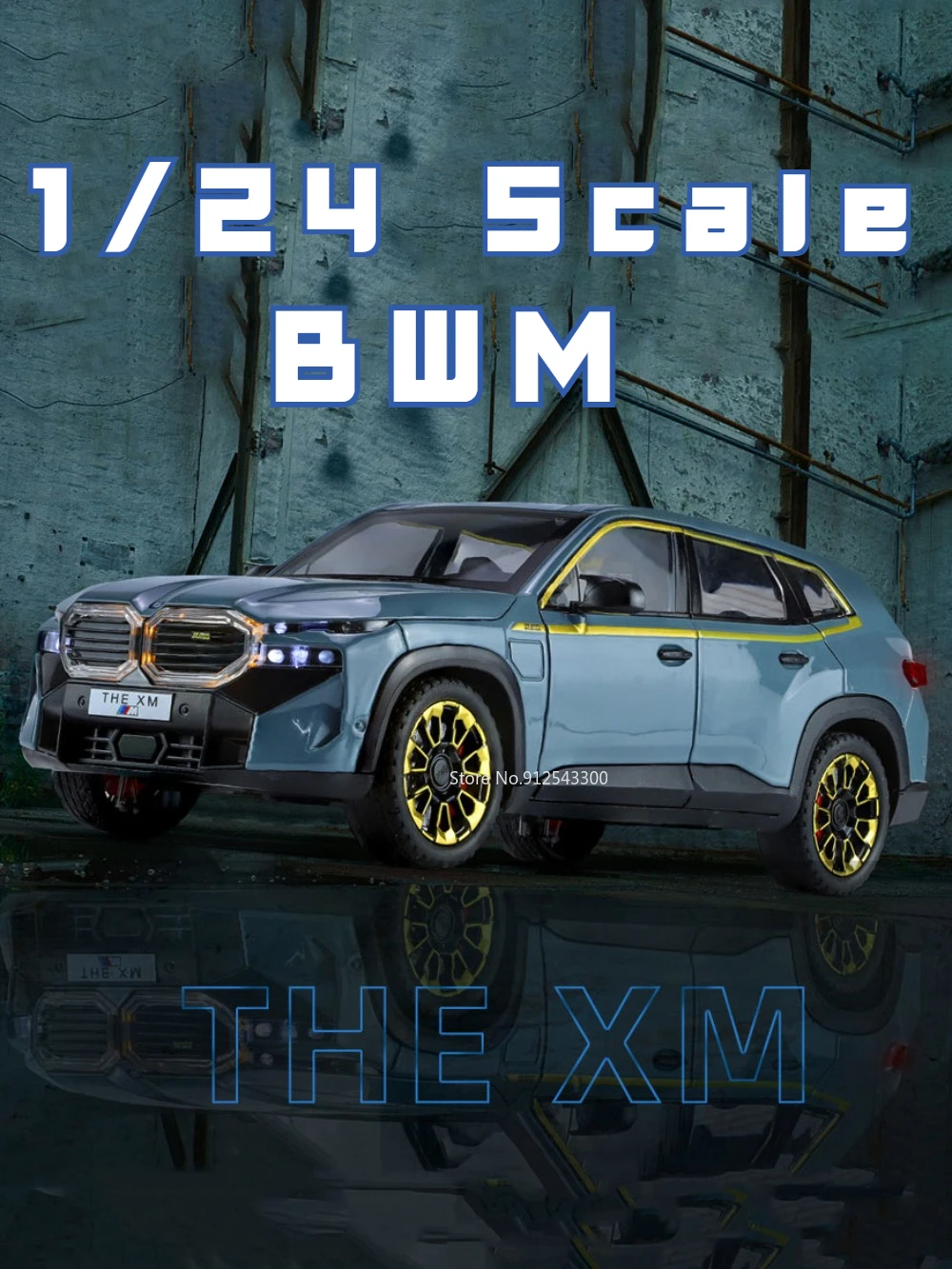 1/24 BWM XM SUV Toy Car Model Alloy Diecast Pull Back with Sound Light Steerable Scale Model Vehicle Toys for Boys Souvenir Gift