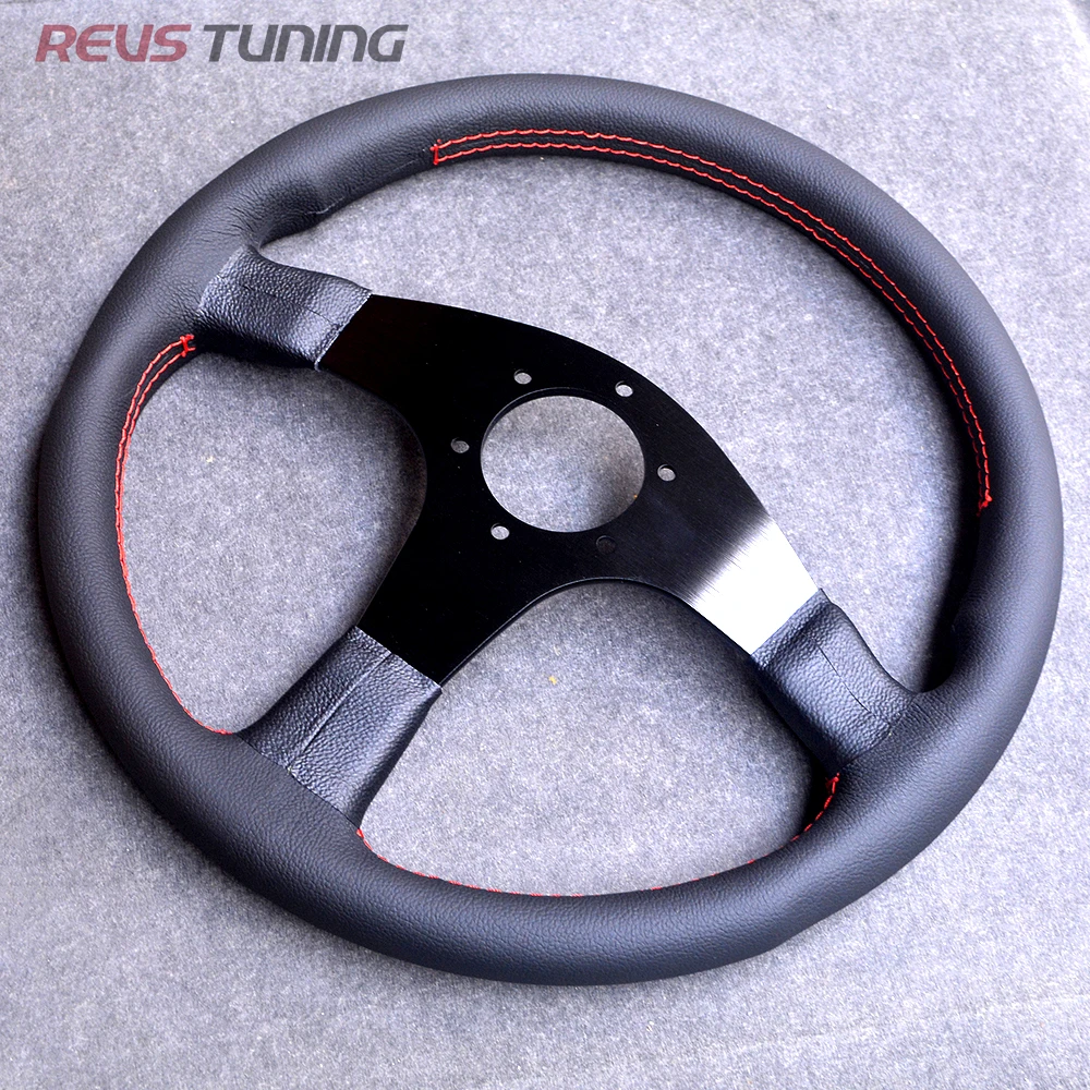 350mm Universal 14'' Leather Flat JDM Style Mugen Power Car Drift Sport Racing Steering Wheel For Honda view 4