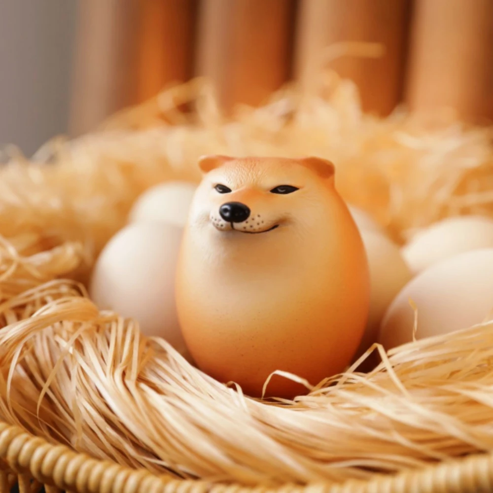 New Shibako Dog Egg Creative Shiba Inu Realistic Egg Shape Desk Decor Dog & Egg Union Decorations For Home Offices Fun Gifts