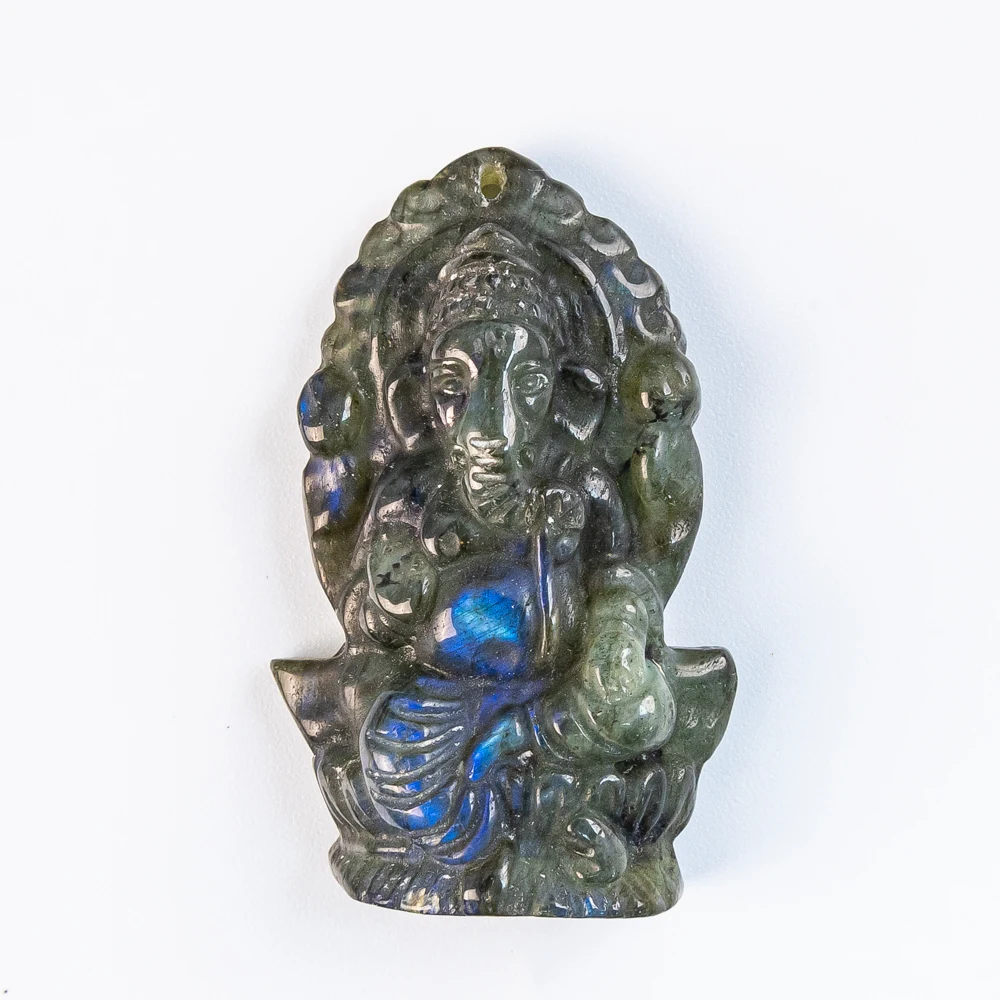 

1pc Fashion Natural Stone Labradorite Pendent Blue Flash Raw Stone Hand Carved Elephant For Jewelry Necklace Diy Accessories