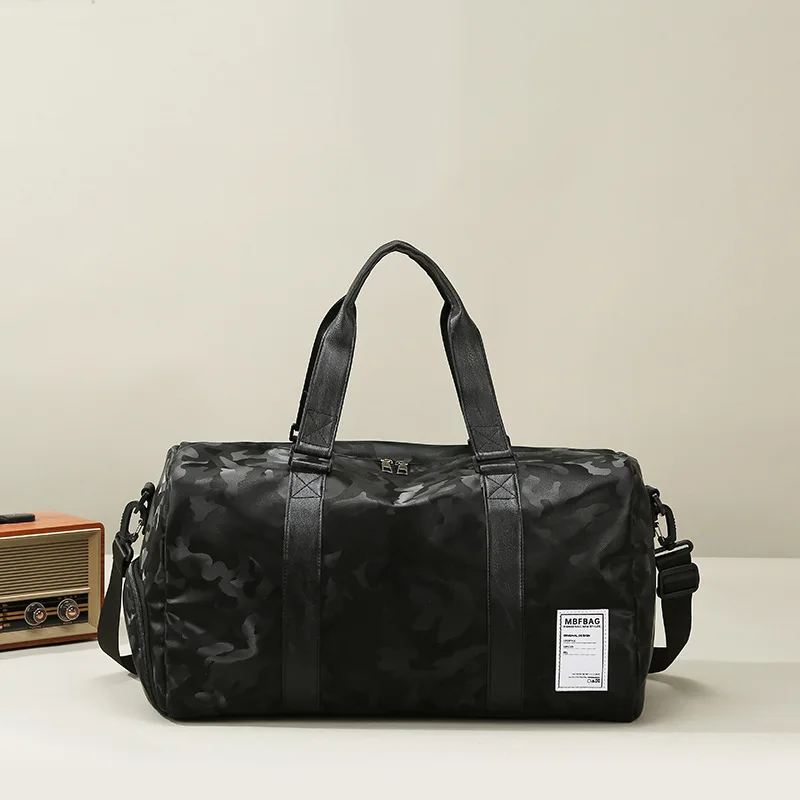

Камуфляжная сумка из искусственной кожи для фитнеса, коротких поездок и путешествий, повседневная сумка с разделением для сухих и влажных вещей, сумка для отдыха, большая сумка-тоут