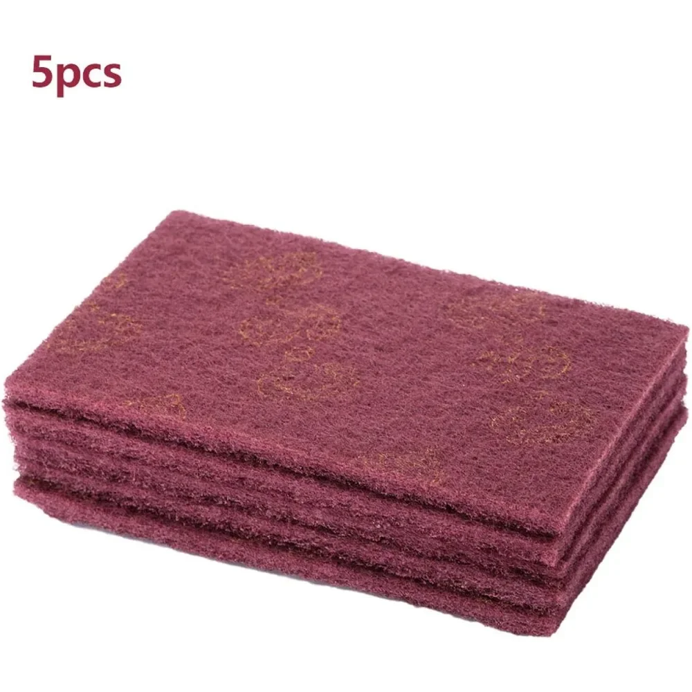 For  Scouring Pad Scotched Abrasive,5pcs/set Scourer Scouring Pad Industrial Scourer Abrasive Finishing Pads(red)