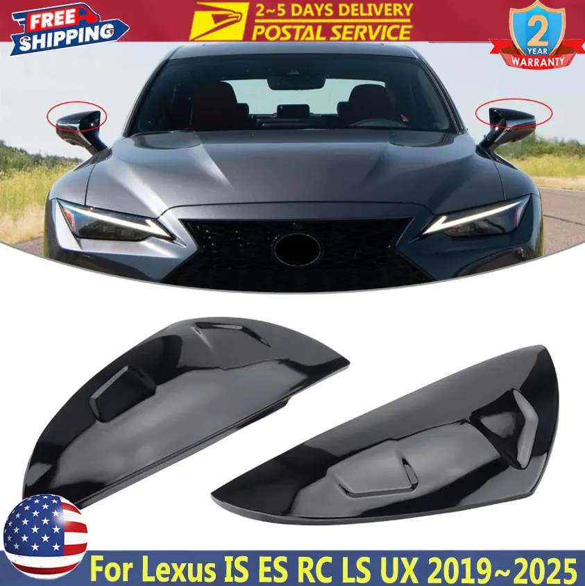 

M Style Gloss Black Replacement Mirror Cover Caps For Lexus IS350 IS ES RC LS UX 2019~2025 Rear View Mirror Housing Caps Trim