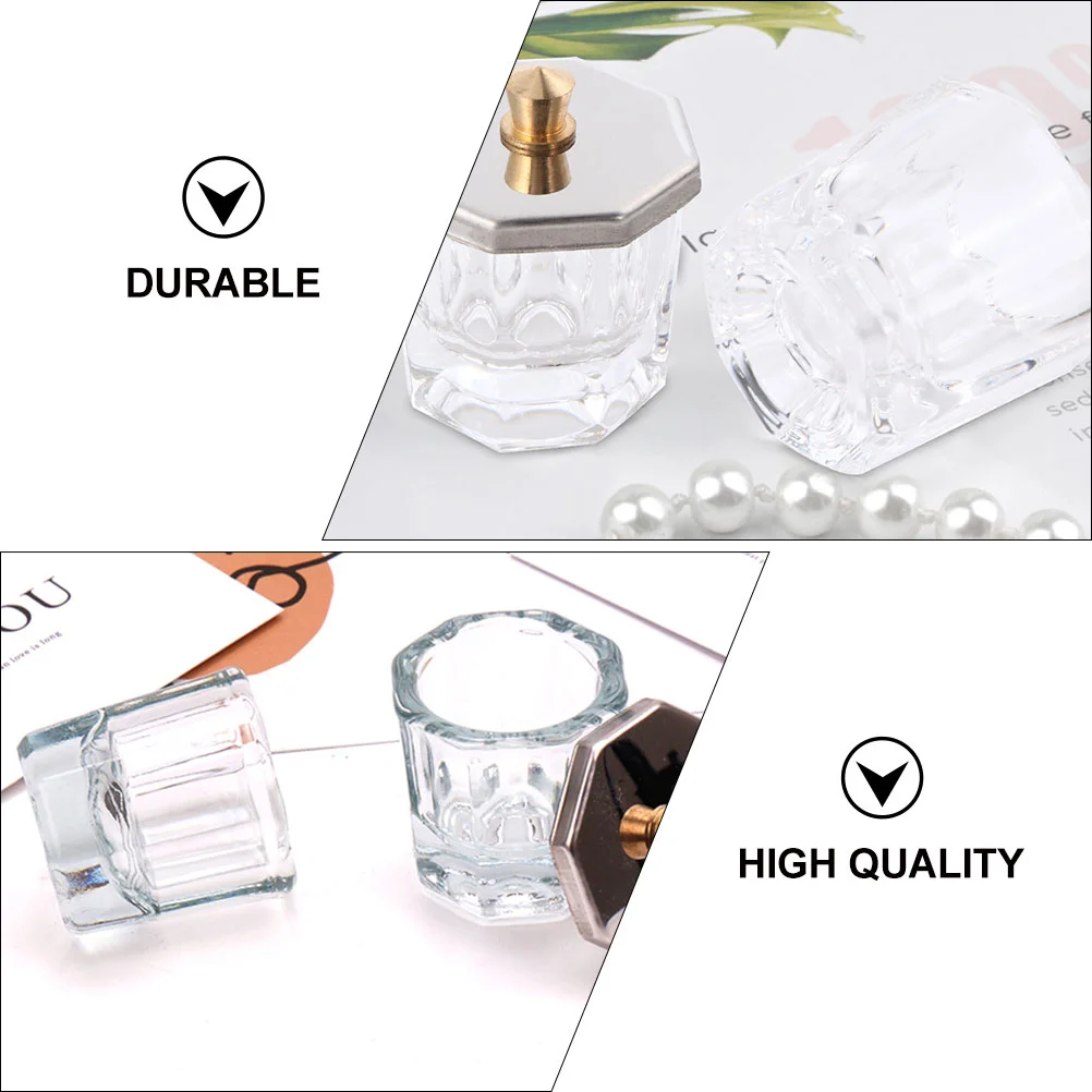 3 Pcs Nail Octagonal Cup Acrylic Liquid Powder Dish Manicure Bowl Container Versatile Glass