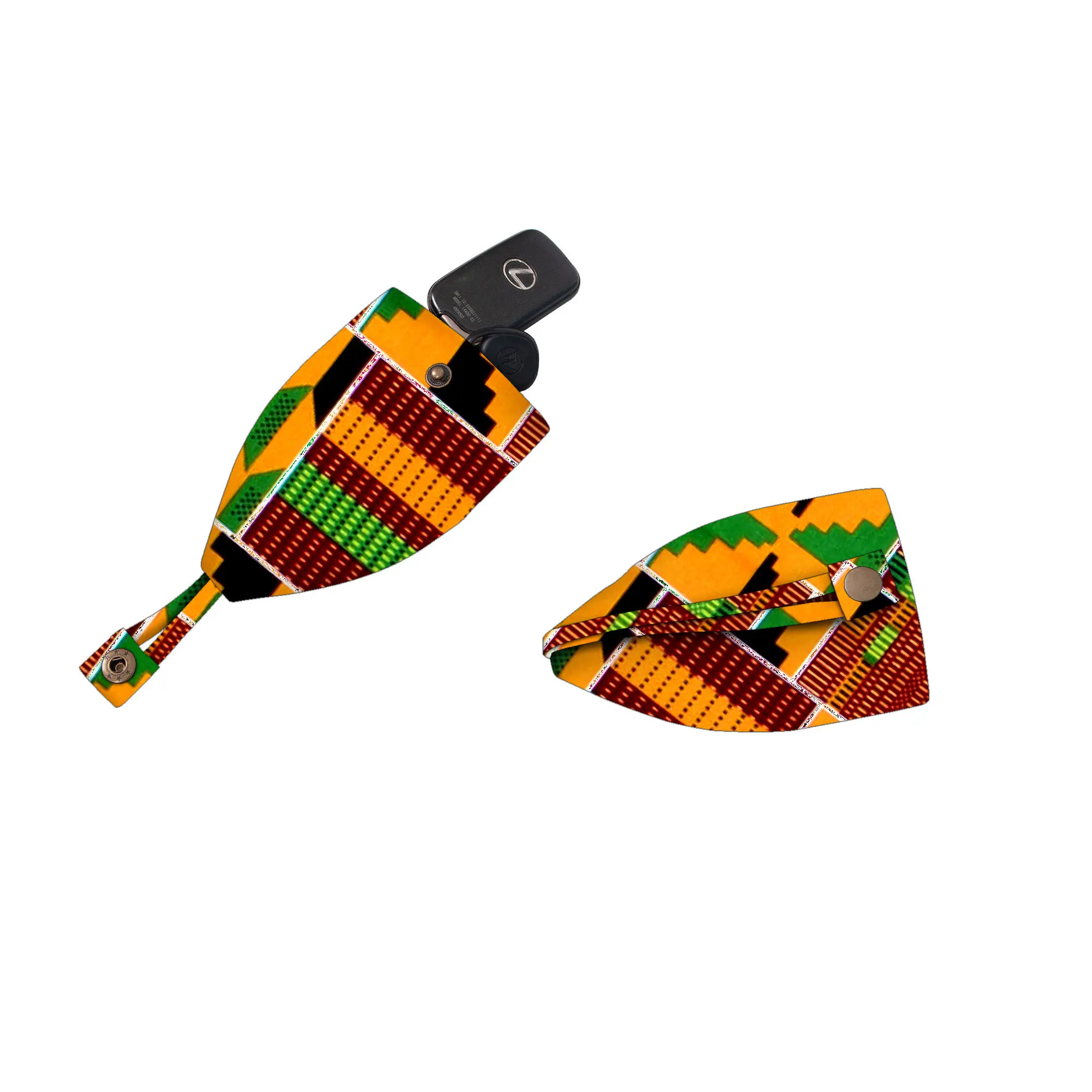

Africlife African Batik Print Keychain - Retractable Hidden Key Holder Cute Bag Charm Purse Clip Afrocentric Gift WYT971