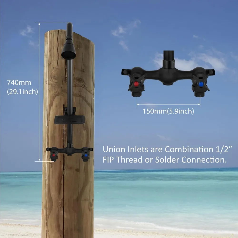 

Outdoor Shower Kit Fixtures Faucet System with High Pressure Showerhead Utility 2-Handle Exposed Shower 6 Inch Center