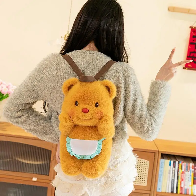 Plush Bear Backpack Plush Bear Doll Backpack Casual Backpacks Cute Bookbag Cartoon Plush Backpack For Boys Girls